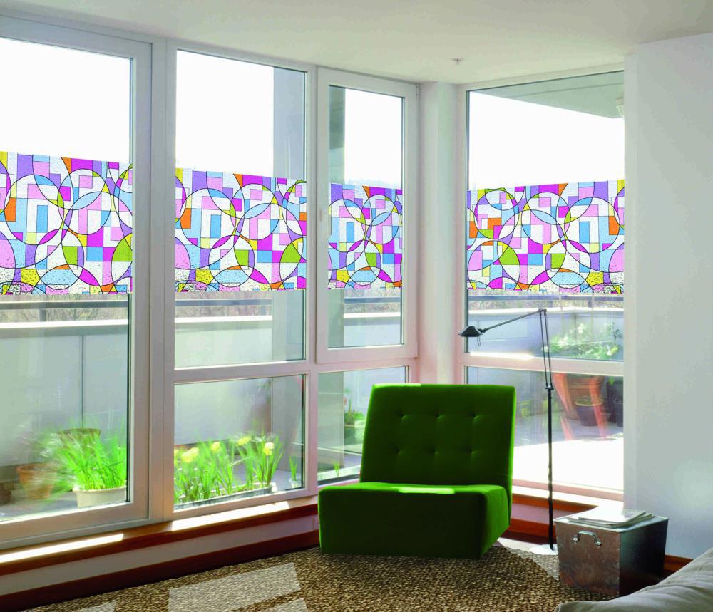 Folie autocolanta electrostatica pentru geam Linea model geometric 0.46m x 1m